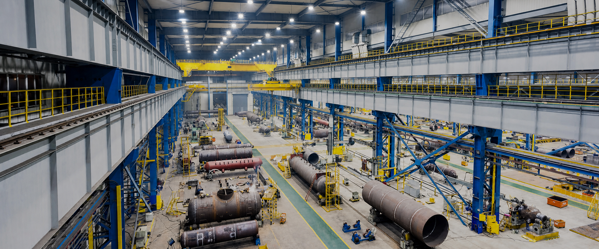 Modern heavy equipment manufacturing workshop